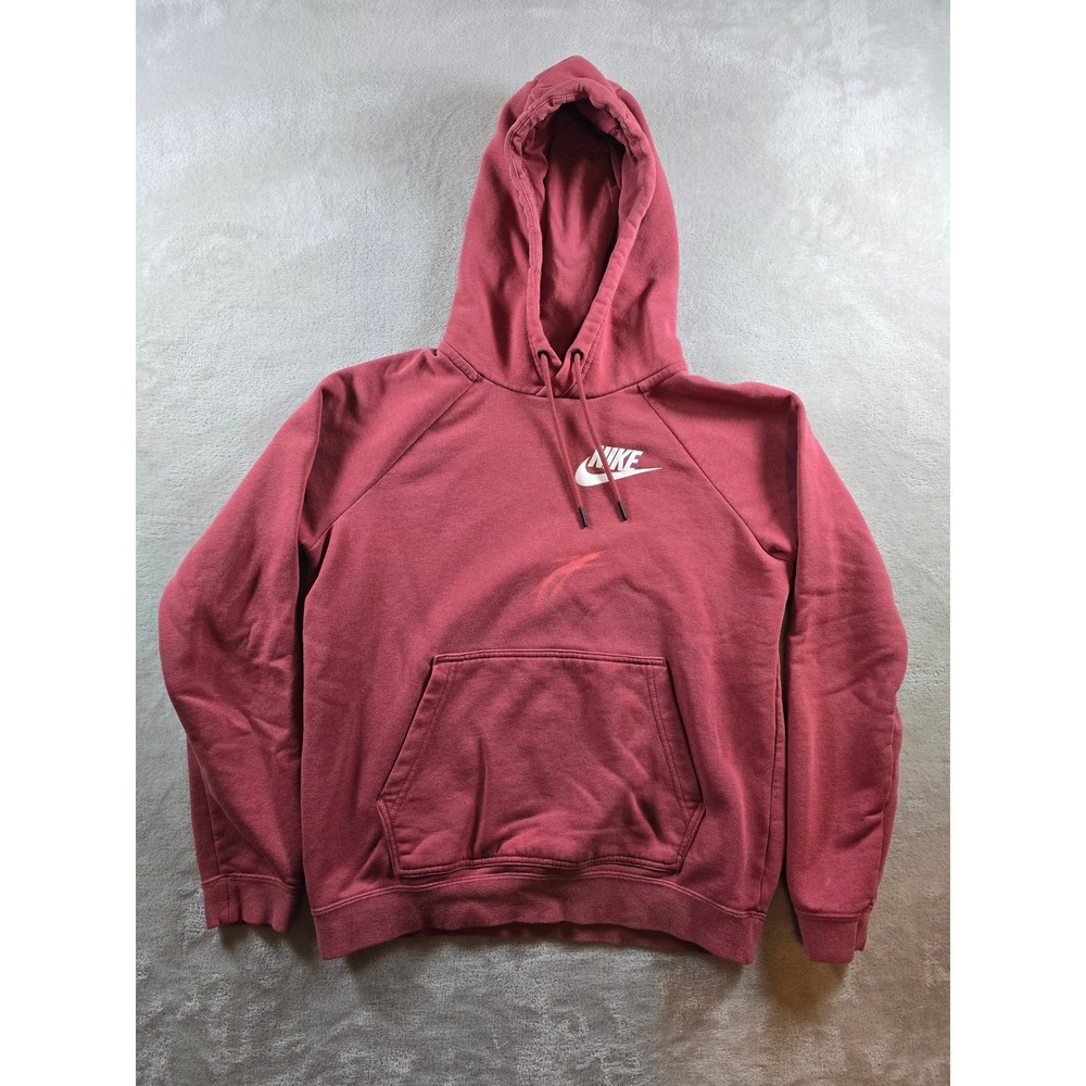 Nike Rally Essentials Fleece Hoodie Womens S Red Sweatshirt CI1192 *Read‎